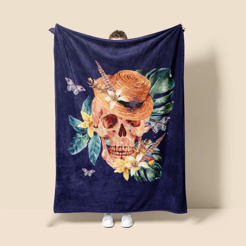 Halloween Skull Throw Blanket | Available in 6 Sizes | Soft Fleece for Sofas, Beds, and Movie Nights