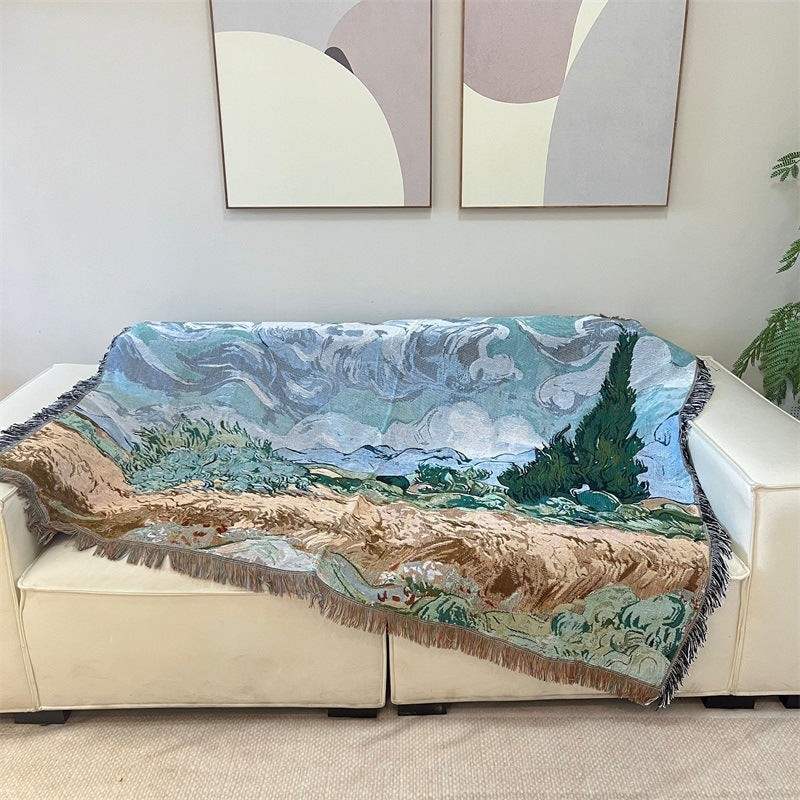 Woven Art Tapestry in Nine Painted Designs | Wall Hangings for Living Room, Also Good as a Throw | 51 x 63 in