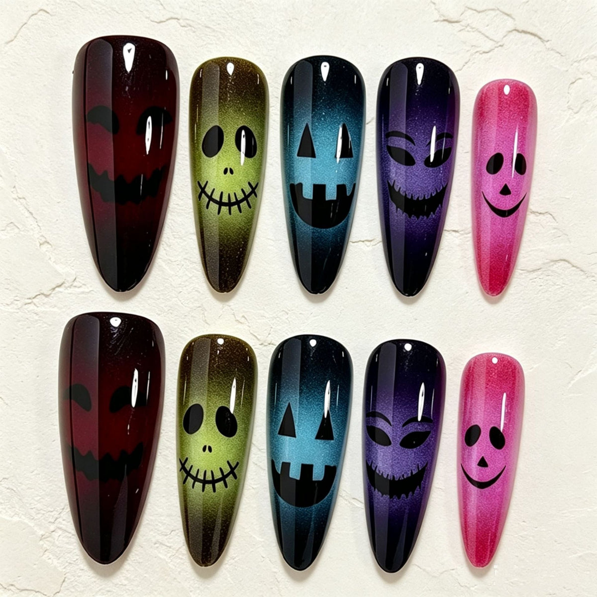 Halloween Glitter Press-On Nails | Available in Blue, Nackt | Glue-Free Application in Minutes for Parties and Nights Out