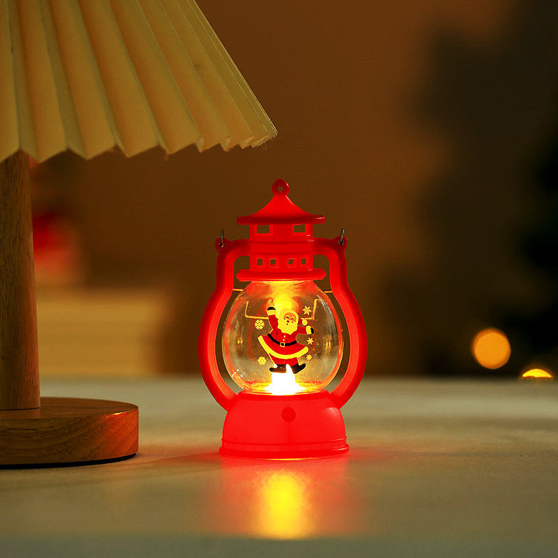 Santa Claus Christmas Decorations in a Small Oil Lamp Lantern | Energy Saving LED Light | Indoor or Outdoor Festive Accent
