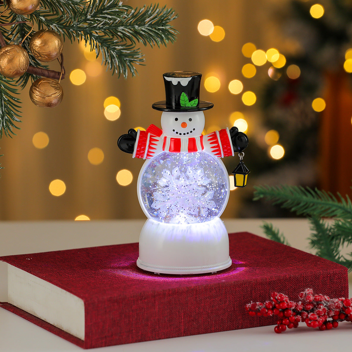 Light Up Snowman Figurine with a Classic Top Hat and Scarf | 11.8 in Tall, Battery Powered | Warm Glow for Mantel Displays