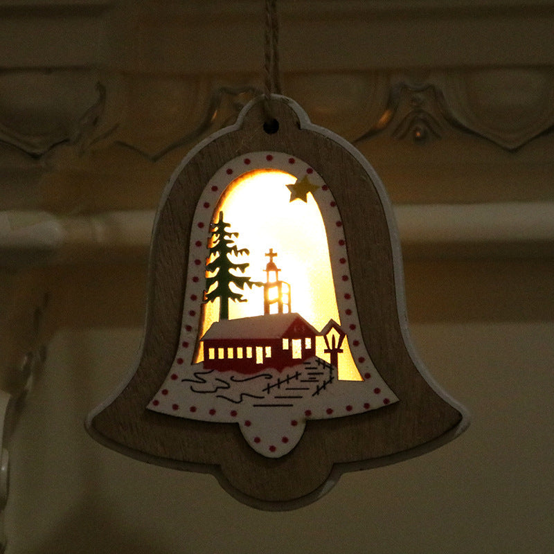 Wooden Christmas Ornaments with LED Lights | Star, Tree and Gift Box Shapes | Warm Glow for Mantel or Window Display