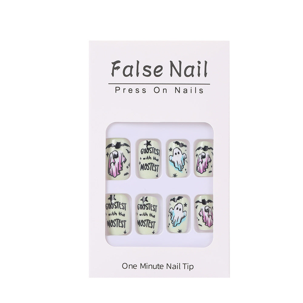 Halloween Press-On Nails | Available in Transparent, White | Glue-Free Application in Minutes for Parties and Nights Out