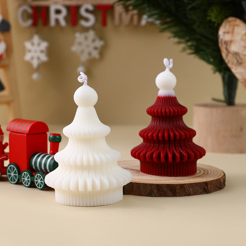 Hand Poured Soy Christmas Tree Candle with Ribbon Loop | Hangs on a Wreath or Garland | Festive Holiday Decorations in a Gift Box