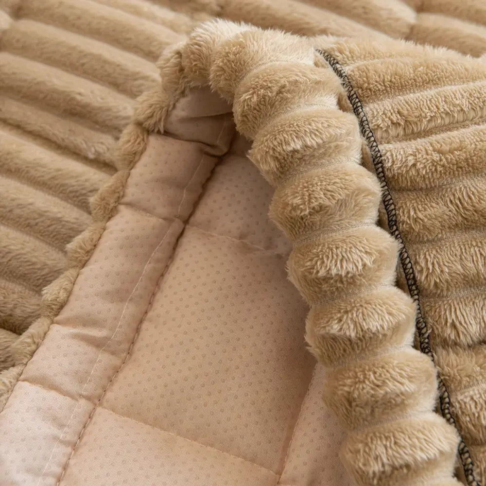 Plush Sofa Cover Pleated Edge Slipcover
