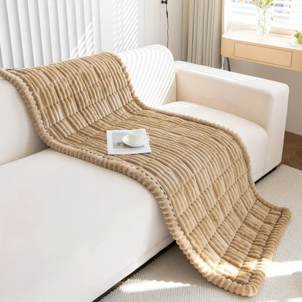 Plush Sofa Cover Pleated Edge Slipcover