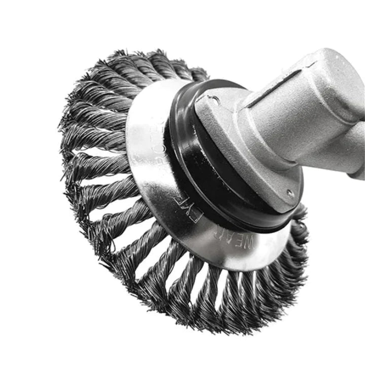 Carbon Steel Weed Brush Head for String Trimmer | 36 Braided Wire Knots That Cut Through Tough Grass | Garden Tool