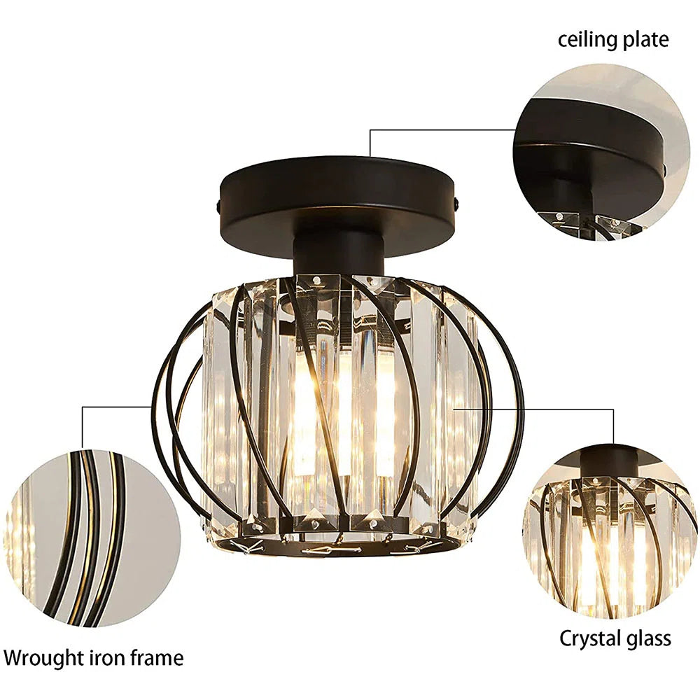 Nordic Glass Ceiling Light | Available in Black, Gold, or Silver | Minimal Design for Hallways and Living Spaces