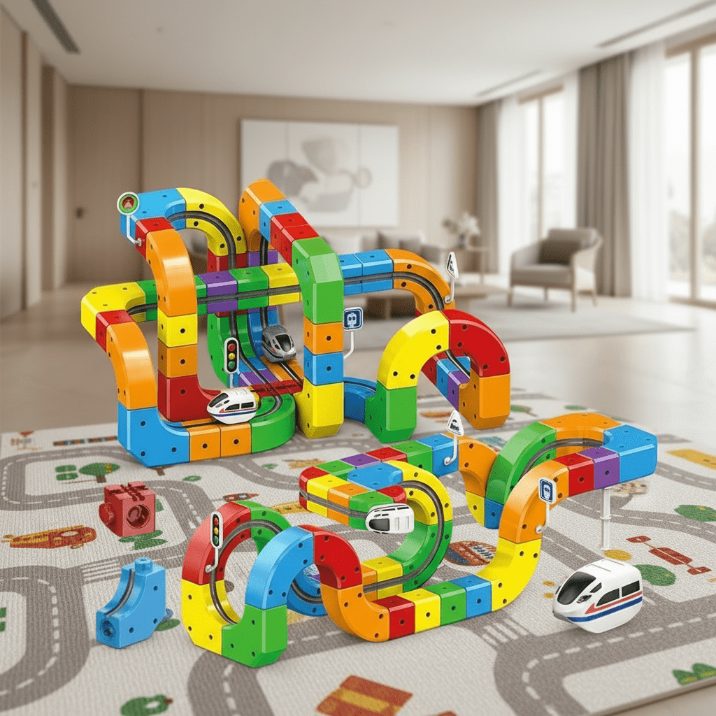 RAILBUILD – 3D Railway Construction Kit for Children with Rechargeable Locomotive