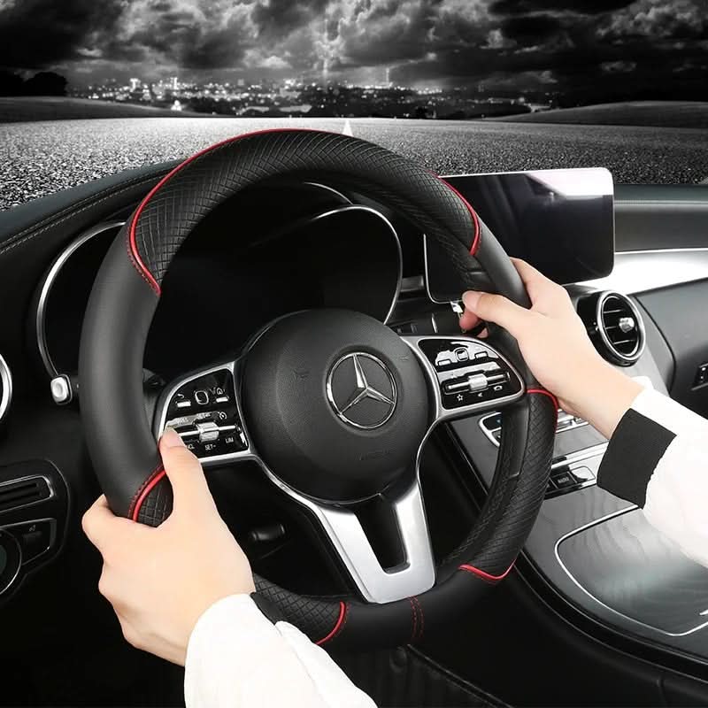 Faux Leather Steering Wheel Cover Universal Fit 14.5-15 In | 7 Colors | Diamond Grip Anti-Slip Design for Comfortable Control