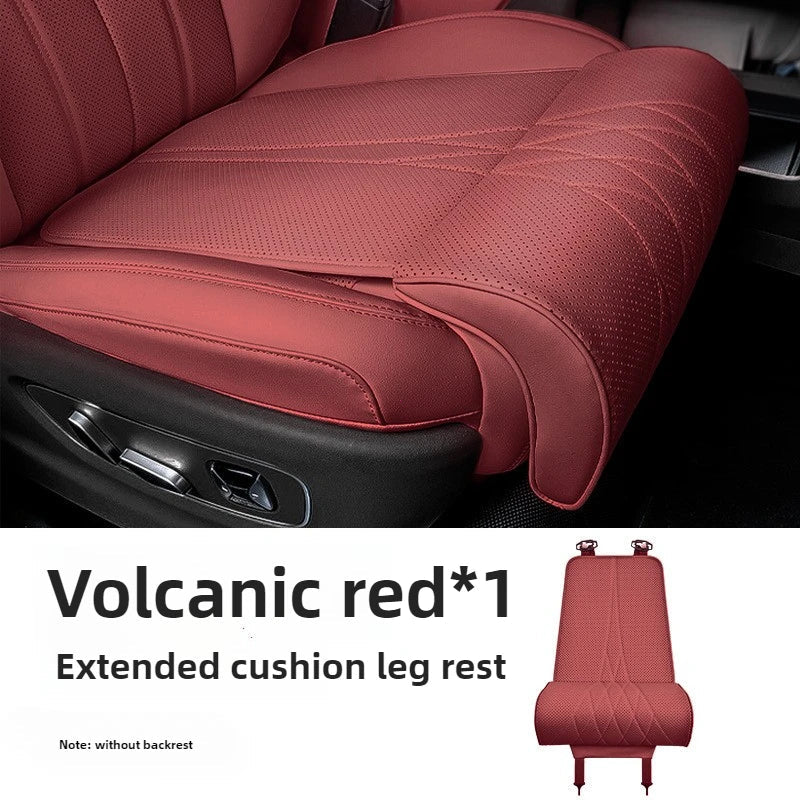 Car Seat Cushion with Extended Thigh Support | Embossed PU Leather Pad That Fits Most Vehicles, for Long Drives