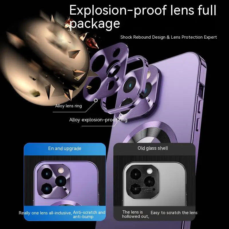 Magnetic Metal Phone Case for iPhone 12 to 15 Pro Max | Aluminium Frame with Raised Lens Ring | 360 Full Body Cover