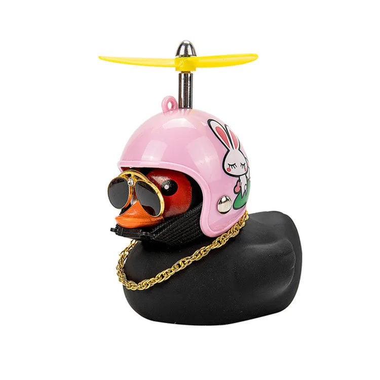Duck Bike Bell with a Helmet, Propeller and Gold Chain | Doubles as a Handlebar Light That Shines Steady or Blinks | 14 Designs