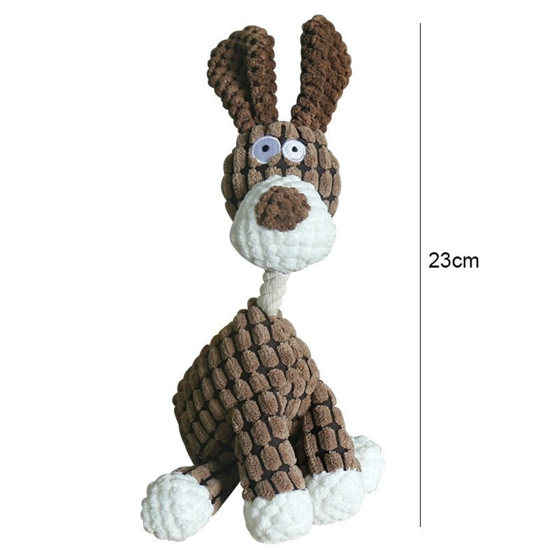 Plush Dog Chew Toys in Animal Shapes for Tug or Fetch | Tough Textured Fabric That Stands Up to Pulling | Six Characters