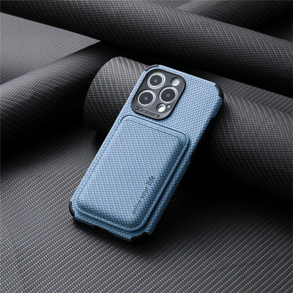 Wallet Phone Case for iPhone 11 through 15 Pro Max with a Magnetic Card Holder | Raised Edges and Wireless Charging | Five Colors