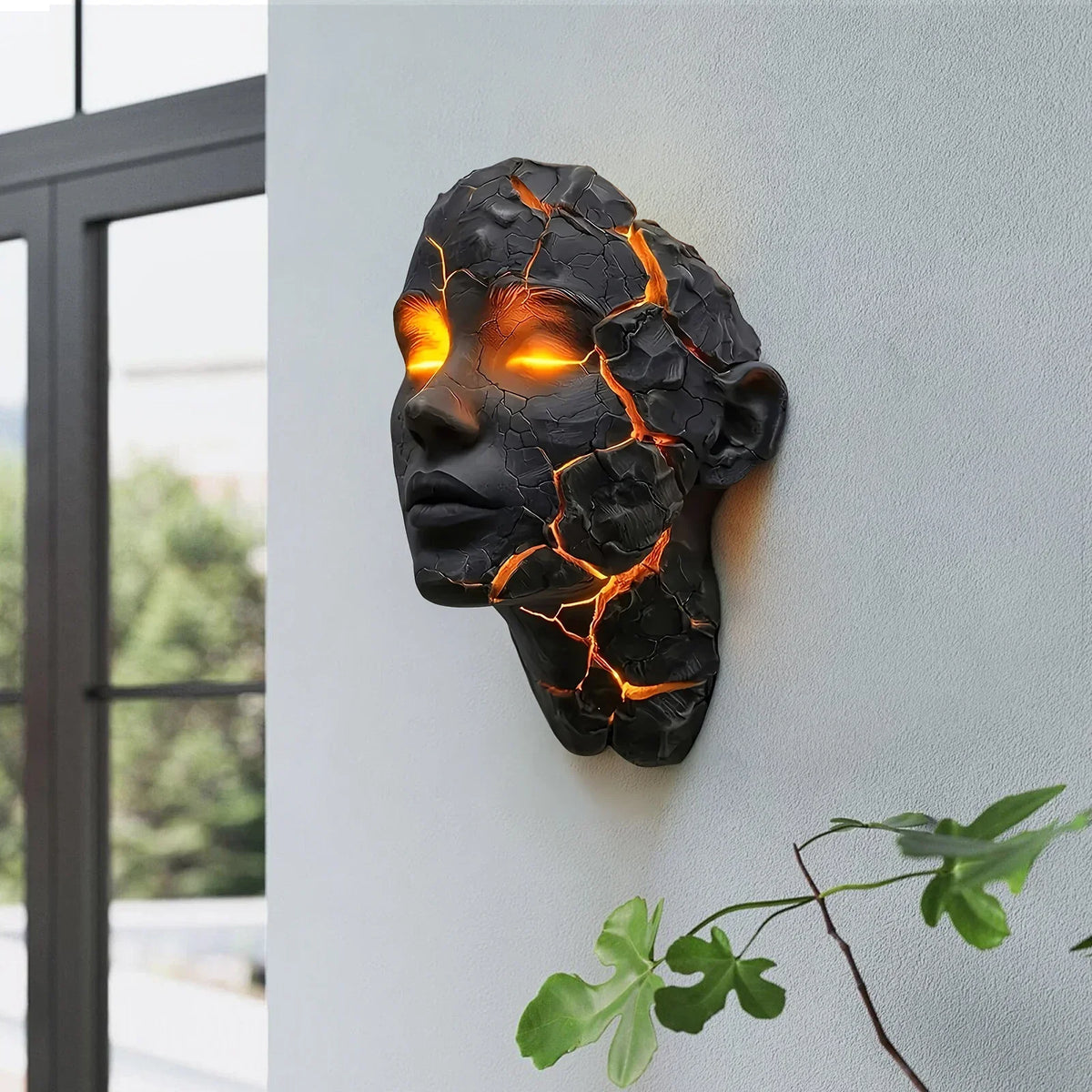 Wooden base LED photo lamp on a shelf beside home decor