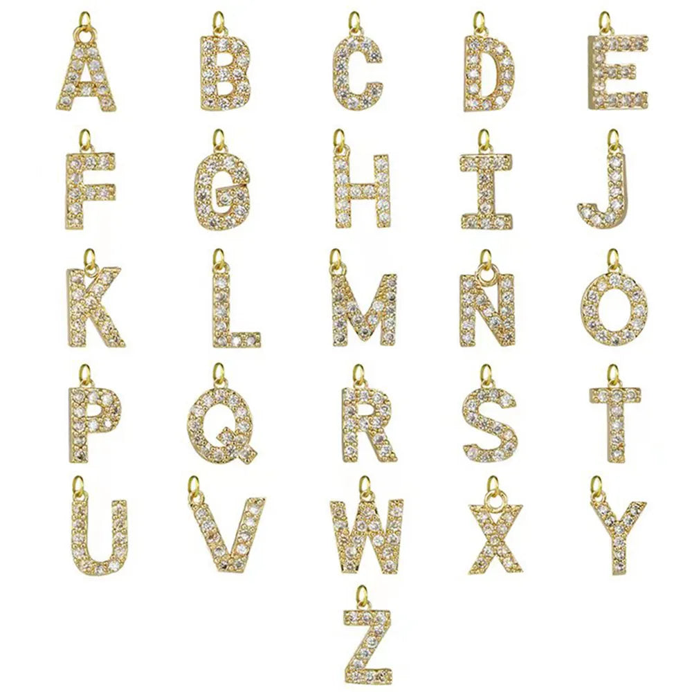 18 Karat Gold Plated Initial Necklace on a Pearl Strand | Zirconia Letter Charm with Toggle Clasp | 25 Letters