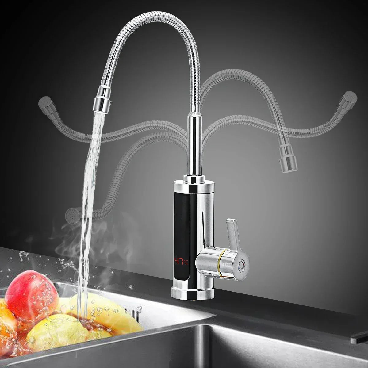 Electric Kitchen Faucet with Instant Hot Water in 3 to 5 Seconds | Heats 86 to 140 F on Demand | Stainless Heating Element