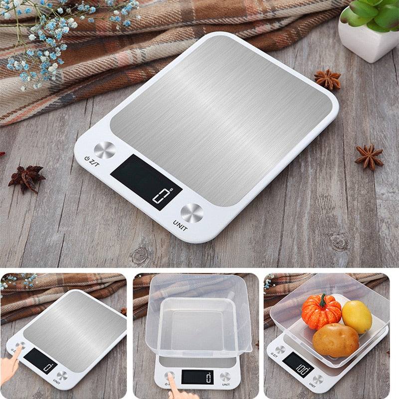 Digital Food Scale with a Sealed Waterproof Body | Kitchen Gadgets with Tare, Four Units and a Backlit Display | Three Capacities