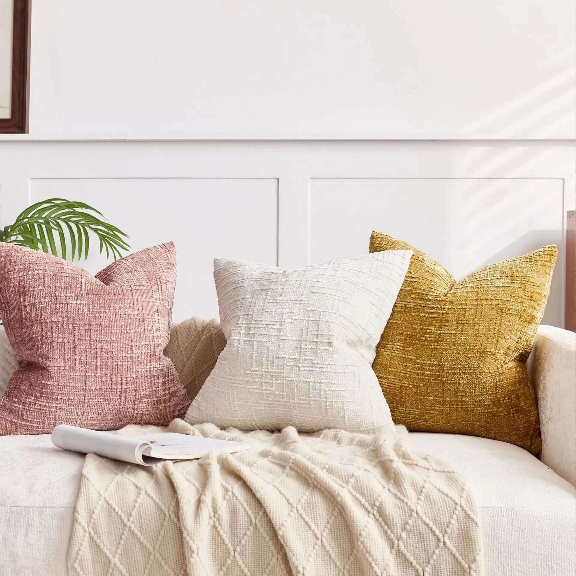 Chenille Pillow Cover Solid Color Cushion Cover