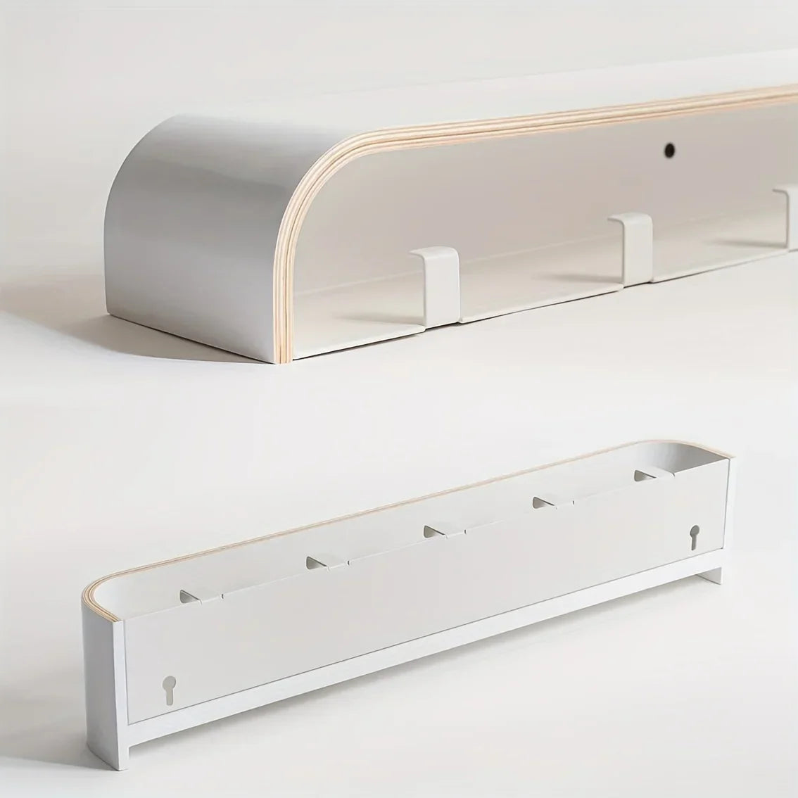 Coat Racks for Wall with a Hidden Hook Rail and Shelf | Wood Look Front on a Metal Frame | 52.7 cm Wide in Three Colors