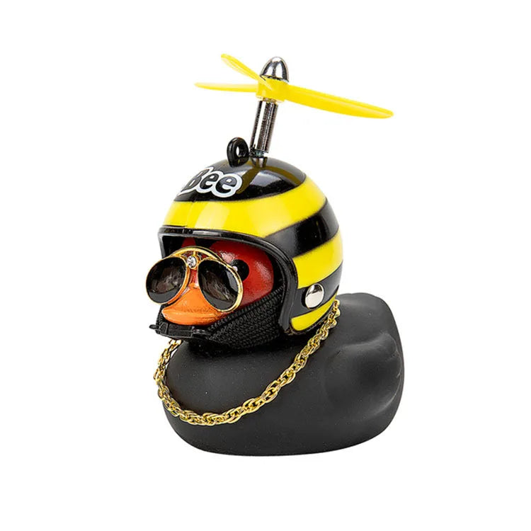 Duck Bike Bell with a Helmet, Propeller and Gold Chain | Doubles as a Handlebar Light That Shines Steady or Blinks | 14 Designs