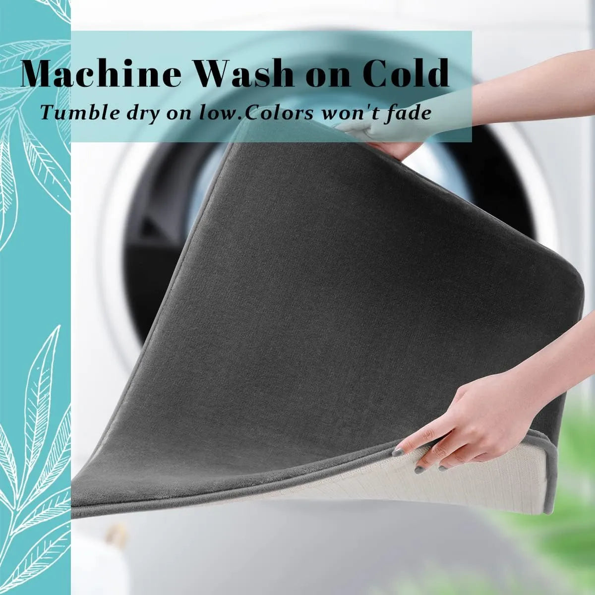 Bath Mat with a Velvet Top and Thick Memory Foam Core | Non Slip PVC Underside, Machine Washable Cold | Three Sizes, Five Colors
