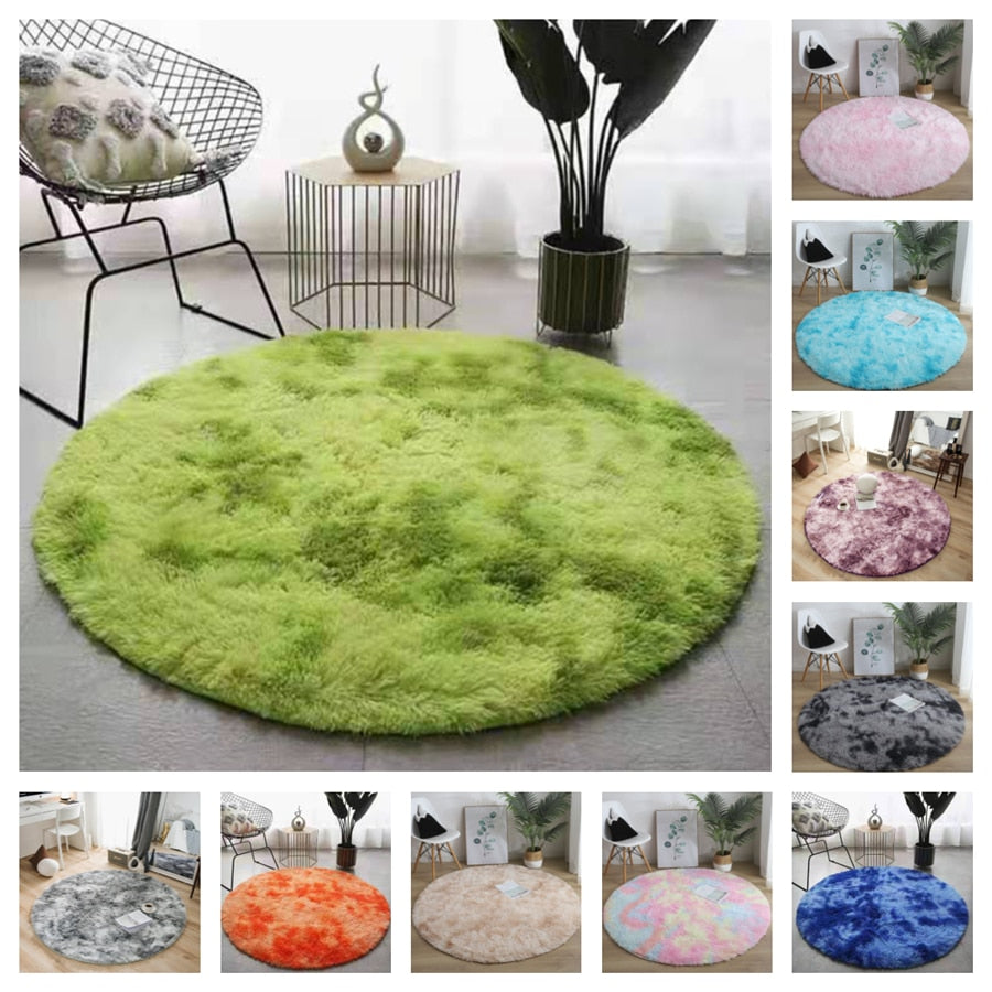 Round Shaggy Area Rug in Soft Polyester | Dotted Non Slip Underside and an Overlocked Edge | Six Diameters, 14 Colors
