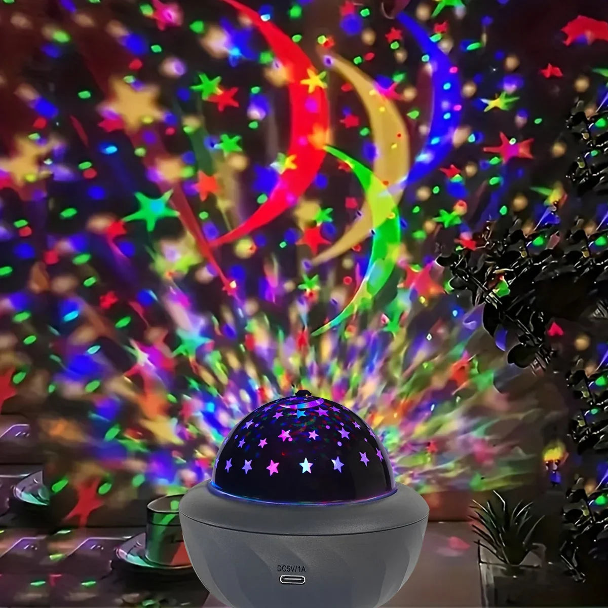 Galaxy star projector lamp in starry sky black finish
