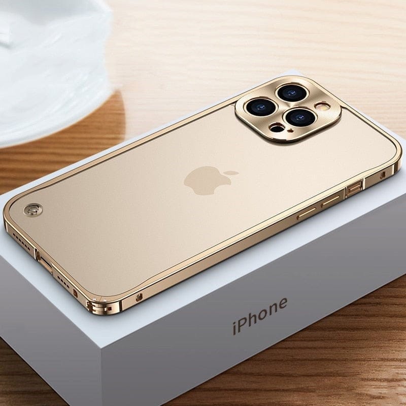 Aluminum Bumper Phone Case for iPhone 11 to 15 | Raised Camera Lens Guard, Polycarbonate Back | 5 Colors