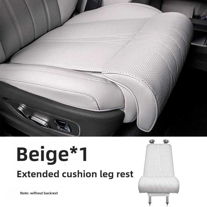 Car Seat Cushion with Extended Thigh Support | Embossed PU Leather Pad That Fits Most Vehicles, for Long Drives