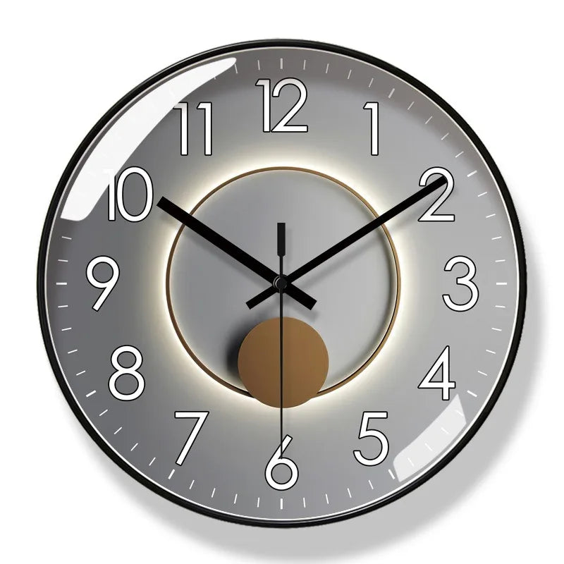 Silent Wall Clock with Quartz Movement for Living Room | Eight Dial Designs in Two Round Sizes | Glass Front