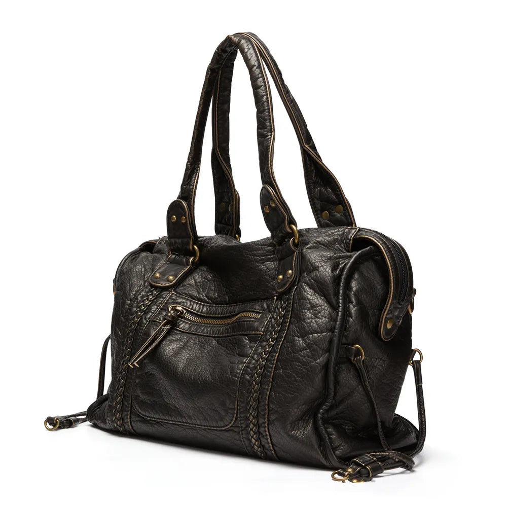 Soft PU Leather Shoulder Handbag with Detachable Strap | Roomy Crossbody Bags for Women, Fits a Laptop or A4 Folder
