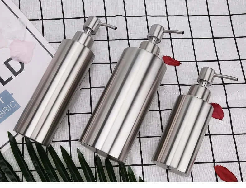 Stainless Steel Soap Dispenser with Hand Pump | Refillable Bottle for the Bathroom Sink or Kitchen Counter | 250 to 550 ml