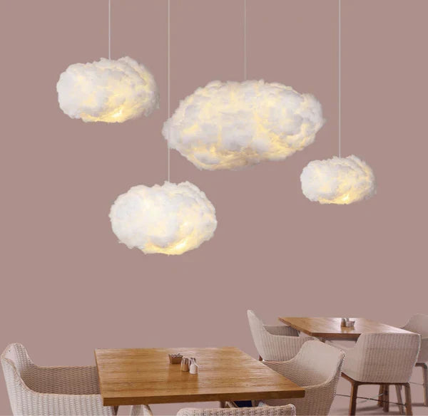 Hanging Cotton Cloud Lamp, 40 cm | Soft Warm Night Light for the Bedroom or a Reading Corner | White