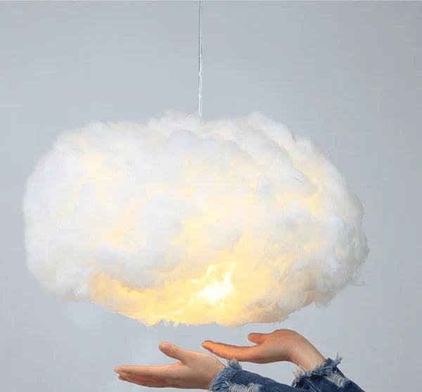 Hanging Cotton Cloud Lamp, 40 cm | Soft Warm Night Light for the Bedroom or a Reading Corner | White