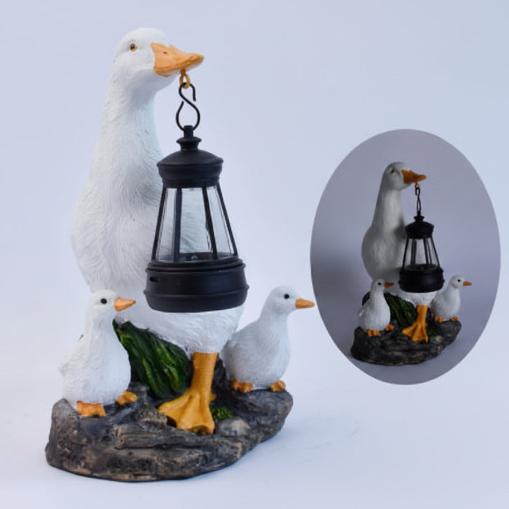 Solar-Powered Duck & Swan Garden Ornament with Lantern | 5 Hand-Painted Styles | Auto Dusk-to-Dawn Outdoor Lighting