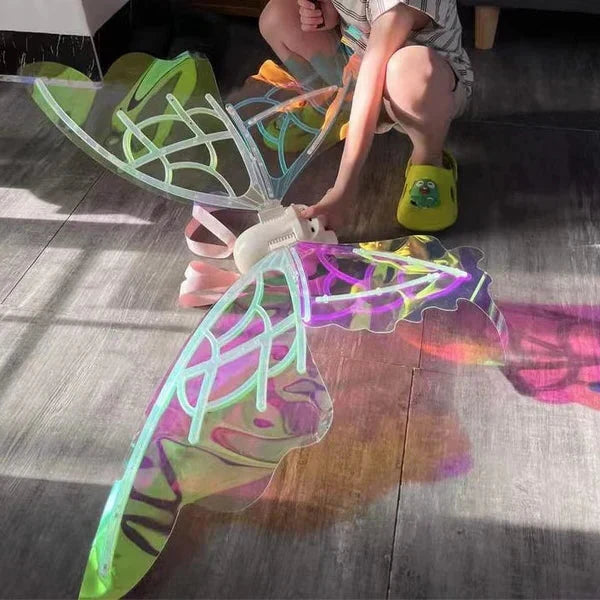 Colorful illuminated fairy wings costume for kids and adults
