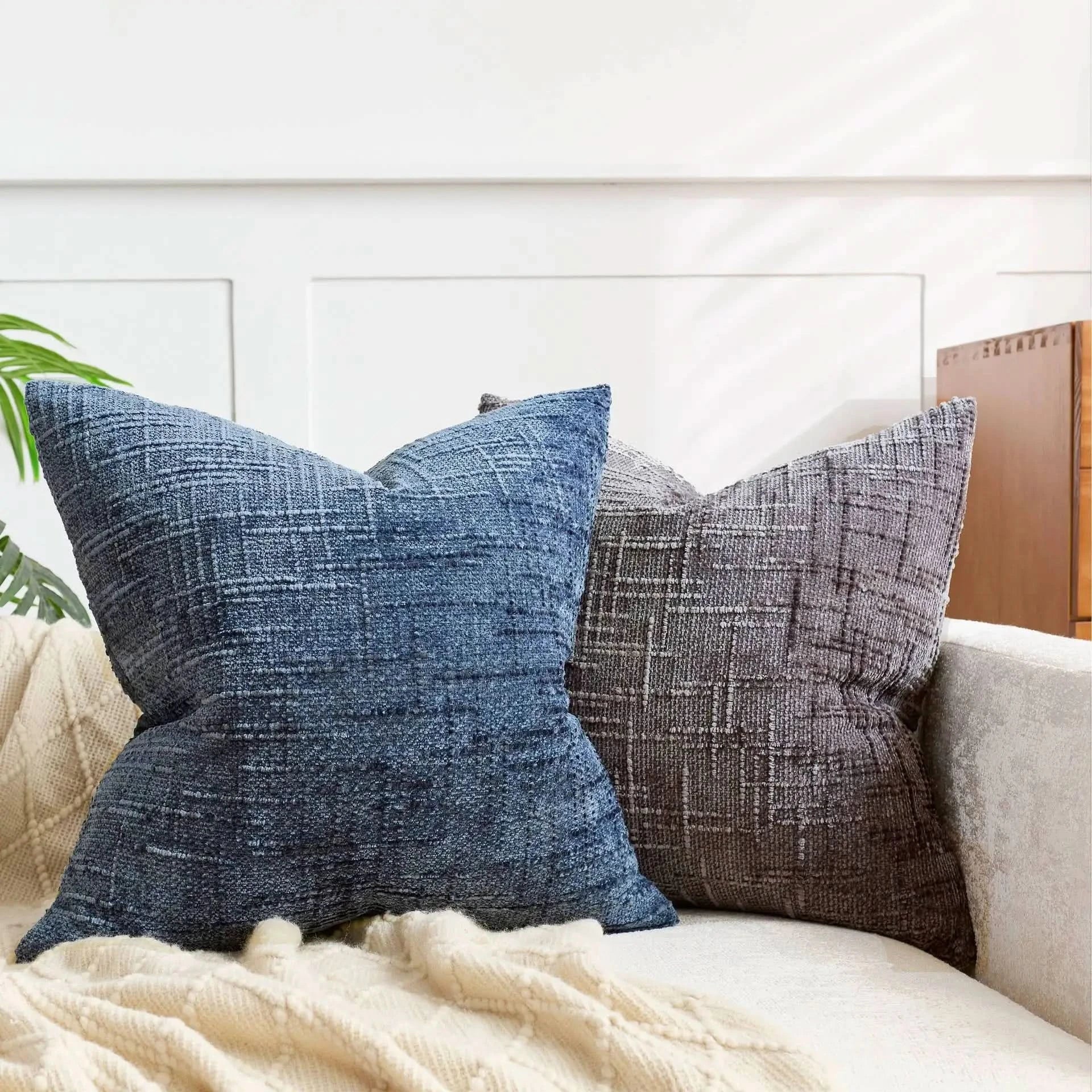 Chenille Pillow Cover Solid Color Cushion Cover
