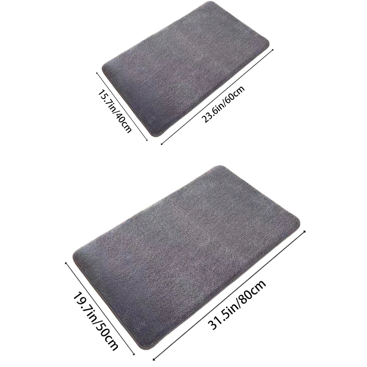 Bath Mat with a Velvet Top and Thick Memory Foam Core | Non Slip PVC Underside, Machine Washable Cold | Three Sizes, Five Colors