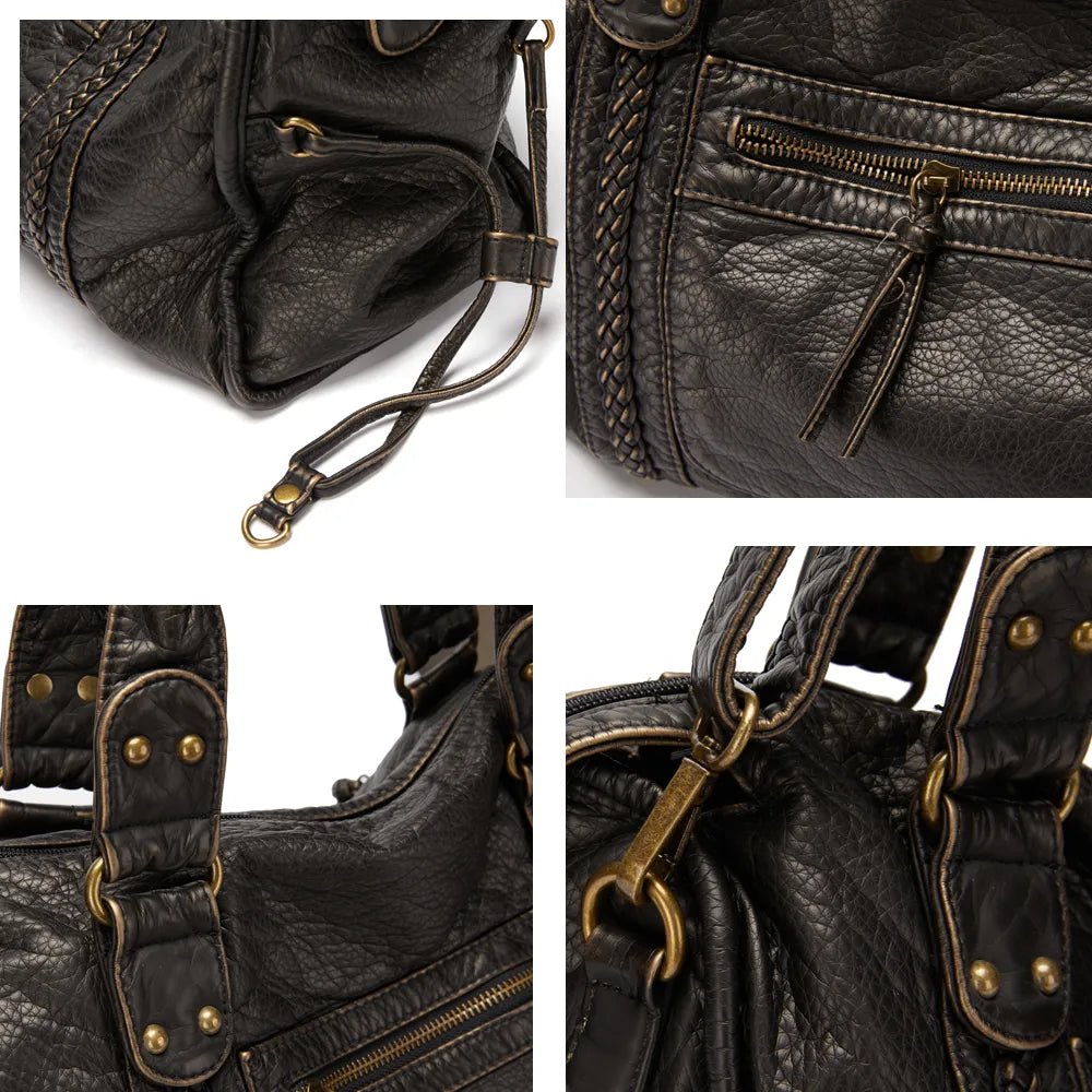 Soft PU Leather Shoulder Handbag with Detachable Strap | Roomy Crossbody Bags for Women, Fits a Laptop or A4 Folder
