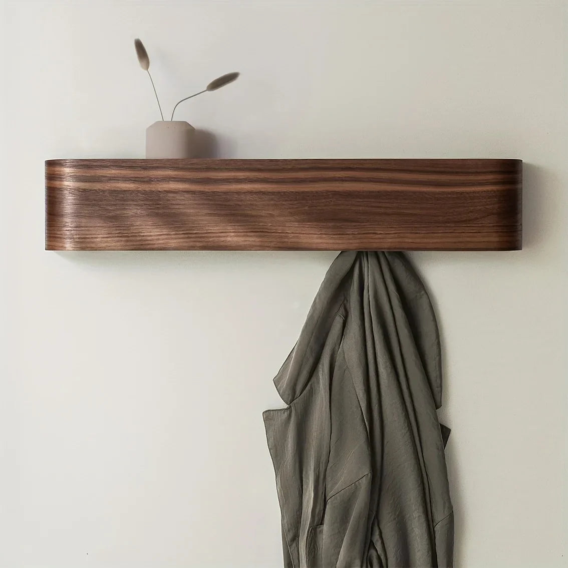 Coat Racks for Wall with a Hidden Hook Rail and Shelf | Wood Look Front on a Metal Frame | 52.7 cm Wide in Three Colors