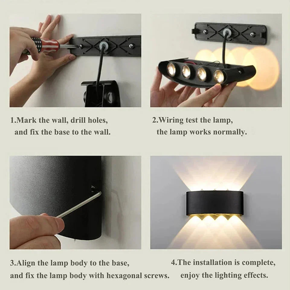Minimalist LED Wall Sconce for Indoor and Outdoor Use | Up-and-Down Beam Light Fixture in Three Tones