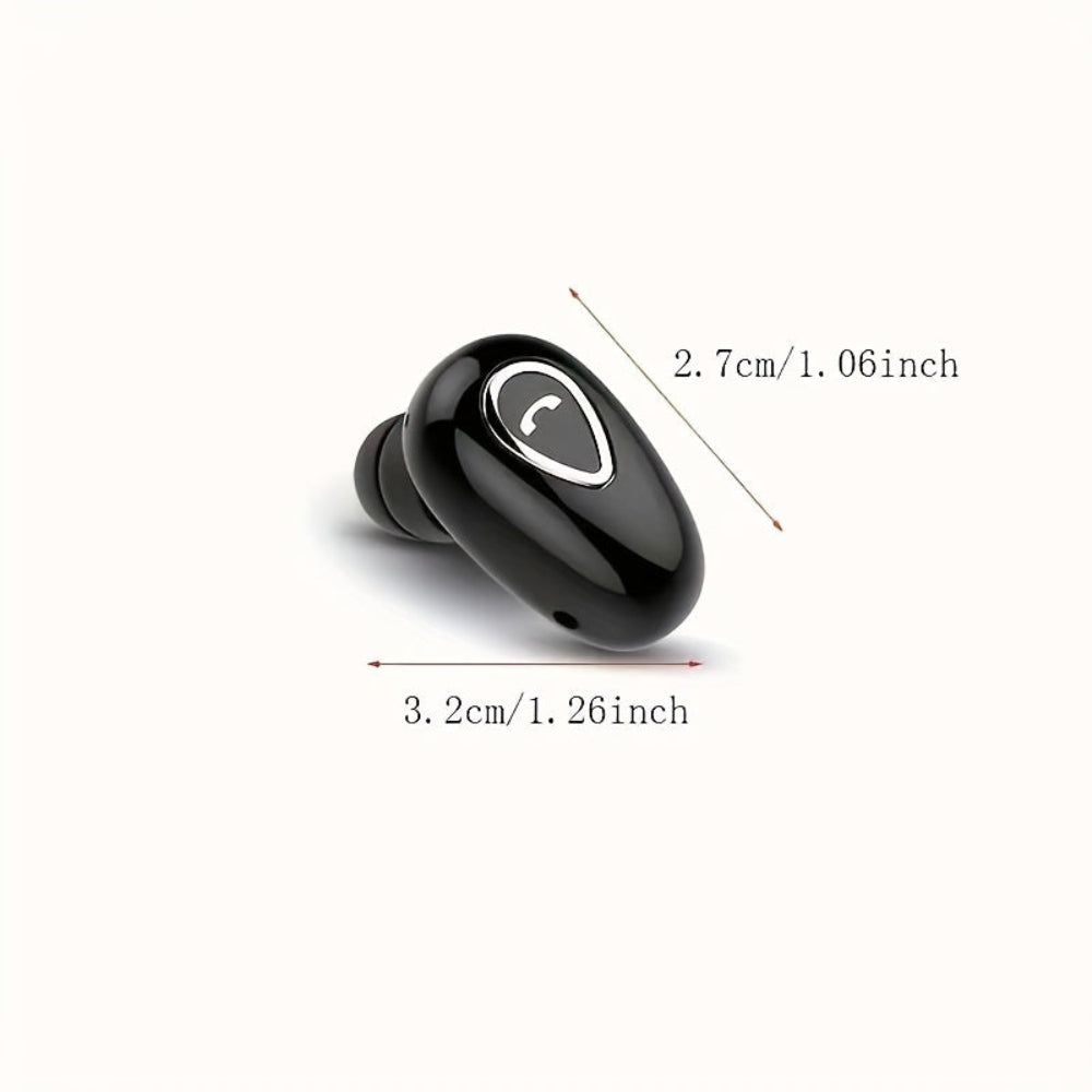Single Ear Bluetooth Earbuds, Mini and Invisible | Wireless Headset with Condenser Mic | USB Rechargeable 50 mAh