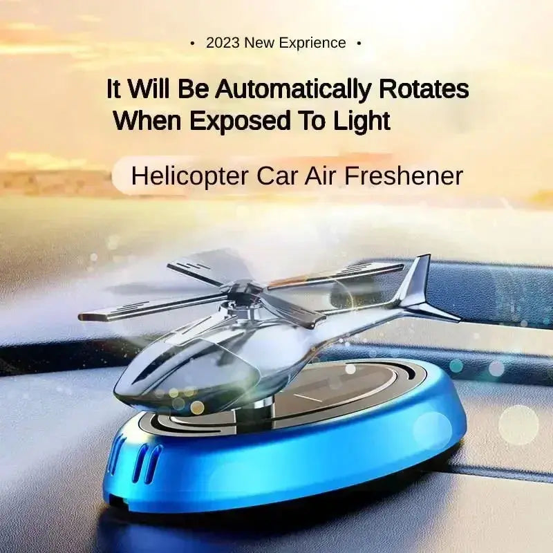Solar Helicopter Car Air Freshener That Turns in Daylight | Aluminum Alloy Dashboard Decoration, No Charging | Three Colors