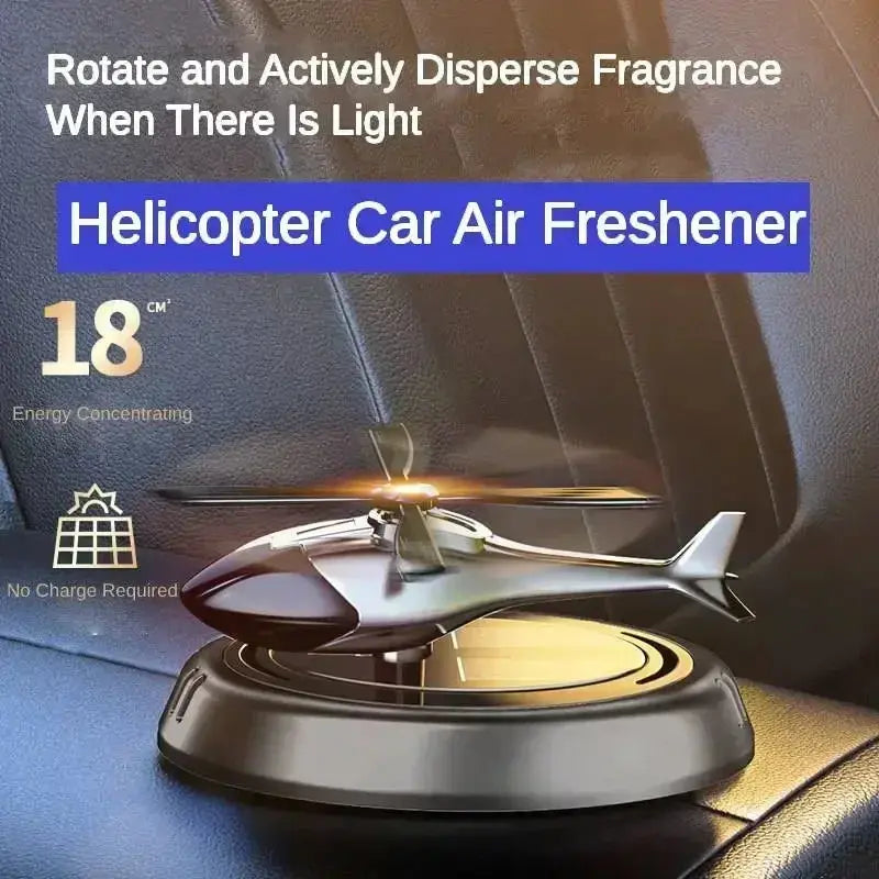 Solar Helicopter Car Air Freshener That Turns in Daylight | Aluminum Alloy Dashboard Decoration, No Charging | Three Colors