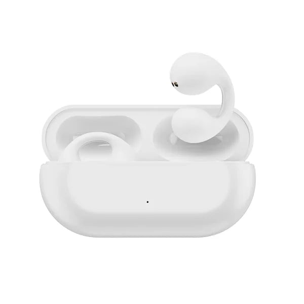 Open Ear Clip On Wireless Earbuds | Bluetooth 5.3 with Touch Control and Charging Case | Black or White