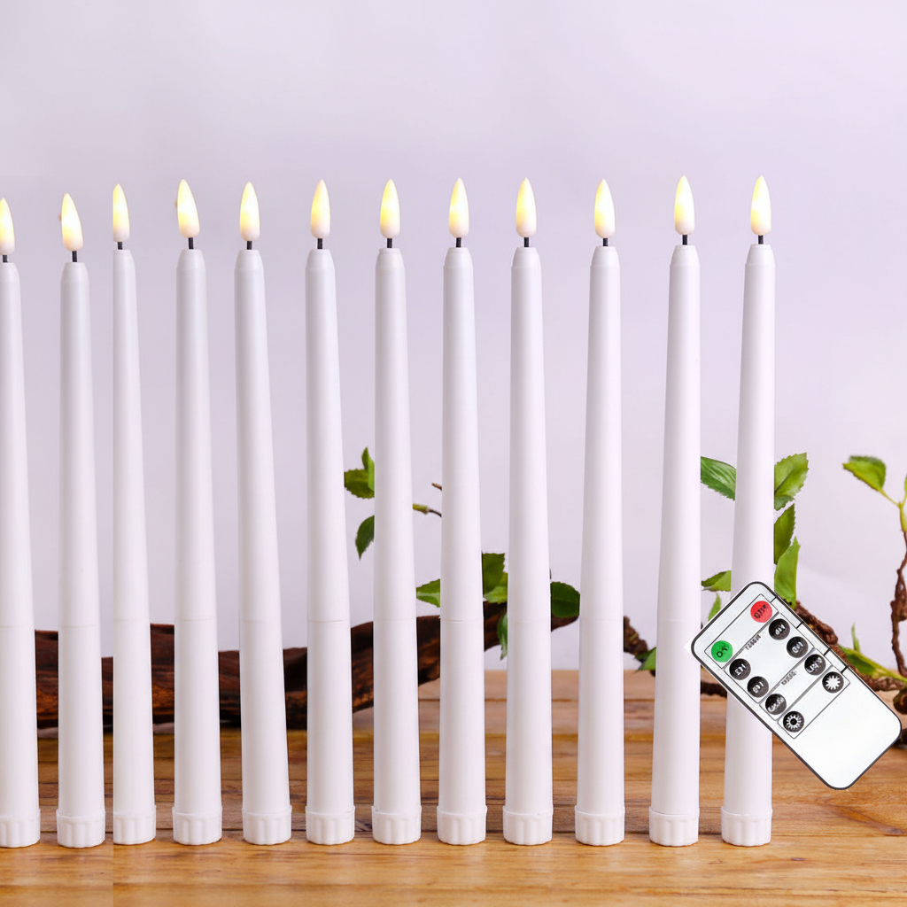 Cordless LED Candle Sticks with Dimmer Remote | Flameless Tapers with Warm Light and Timer | Set of 6 or 10
