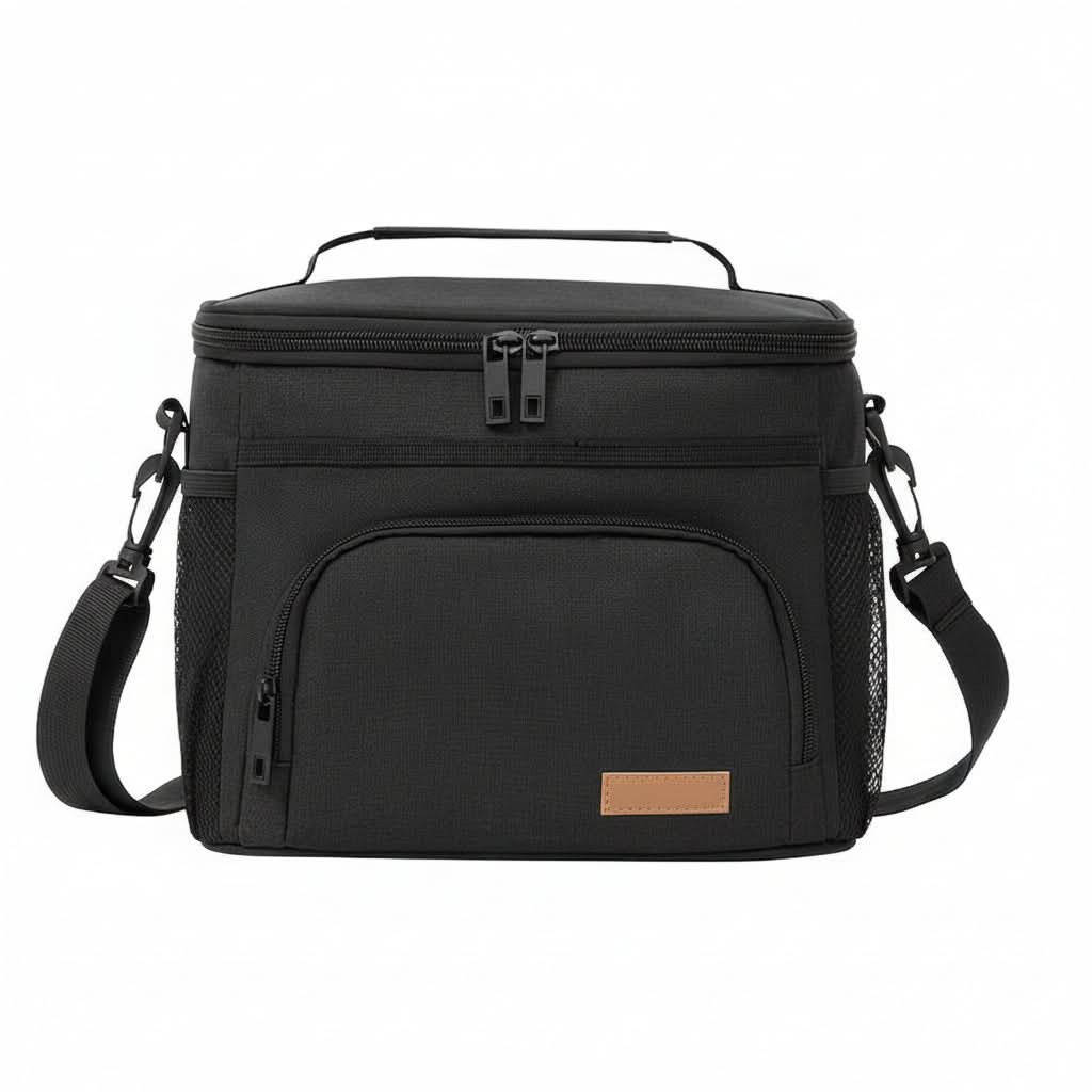 Large Insulated Lunch Tote Bag | Black, Navy or Gray | Adjustable Strap & Zipper Closure for Work, School & Travel