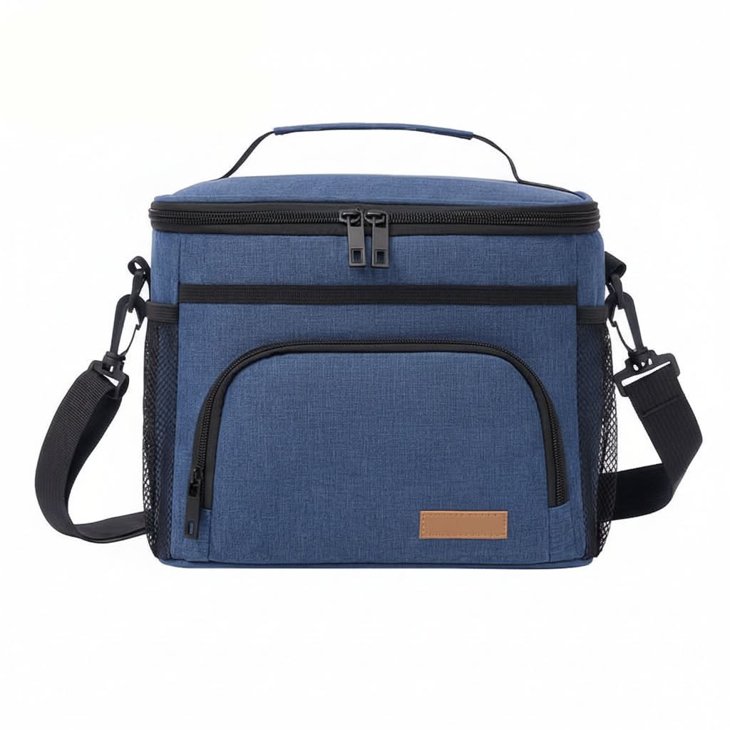 Large Insulated Lunch Tote Bag | Black, Navy or Gray | Adjustable Strap & Zipper Closure for Work, School & Travel